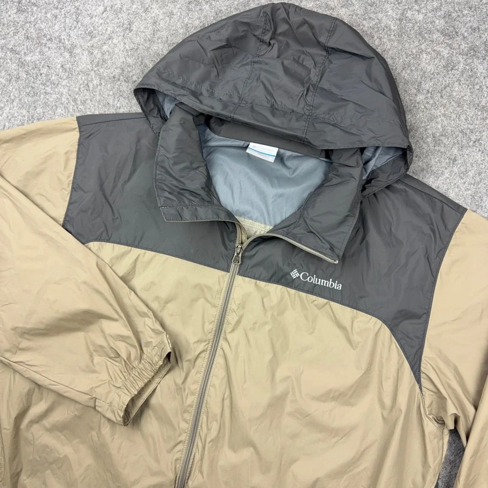Columbia Jacket Men XL Tan Gray Omni Shield Windbreaker Hiking Rain Coat Outdoor
